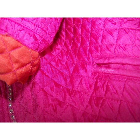 The Quacker Factory Jacket Barbie Pink Silk Quilted Small - Picture 7 of 7